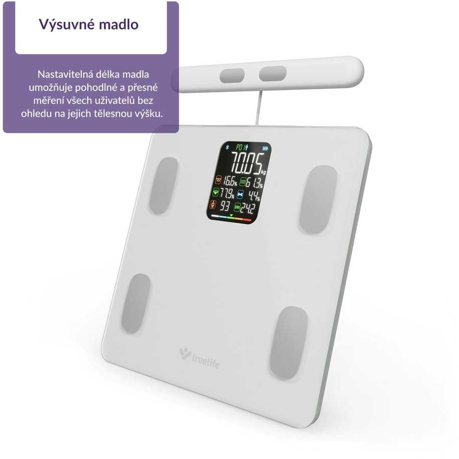 „TrueLife FitScale W8 BT Baltas“ – asmeninės diagnostinės „Bluetooth“ svarstyklės