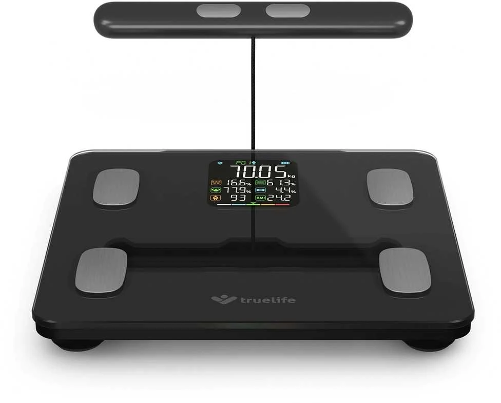 „TrueLife FitScale W8 BT Juodas“ – asmeninės diagnostinės „Bluetooth“ svarstyklės