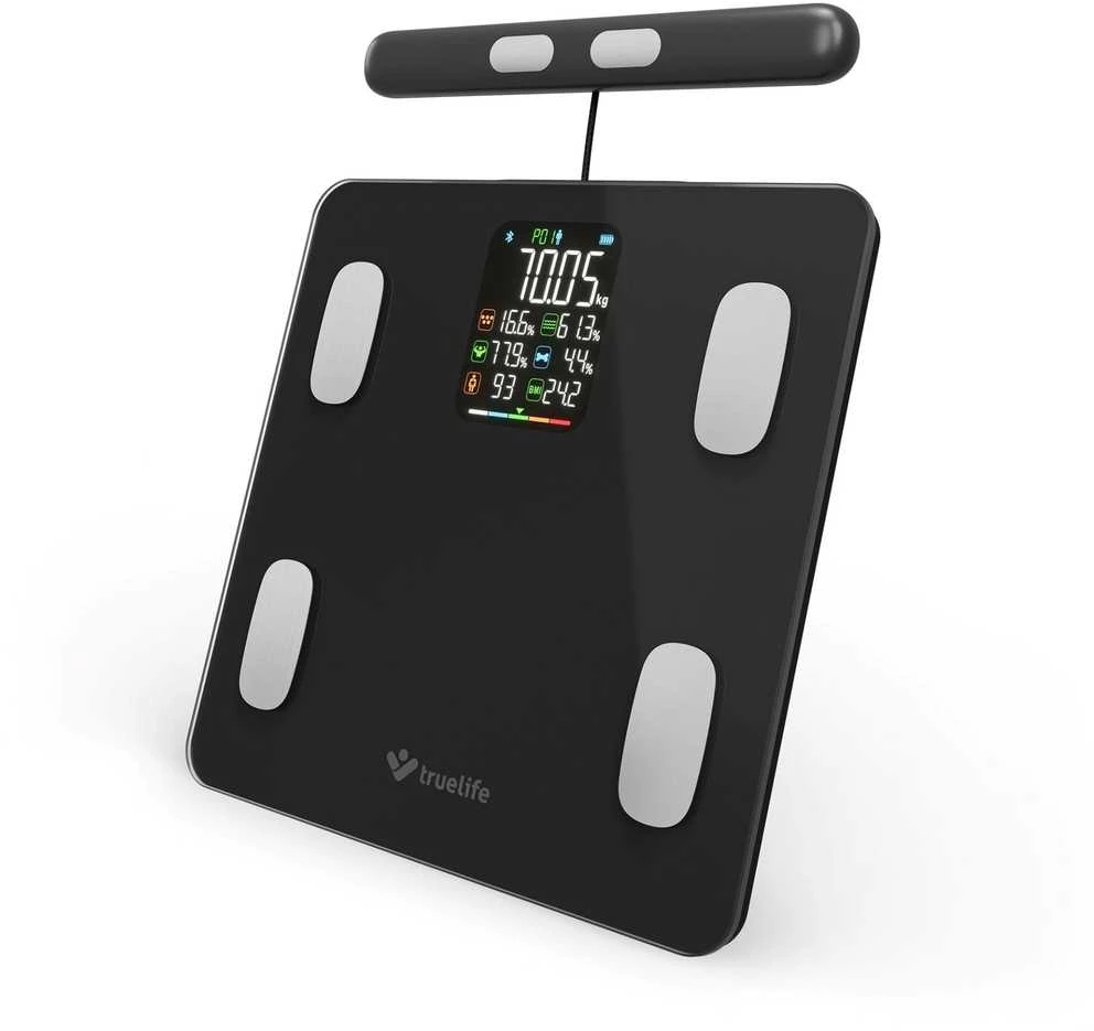 „TrueLife FitScale W8 BT Juodas“ – asmeninės diagnostinės „Bluetooth“ svarstyklės