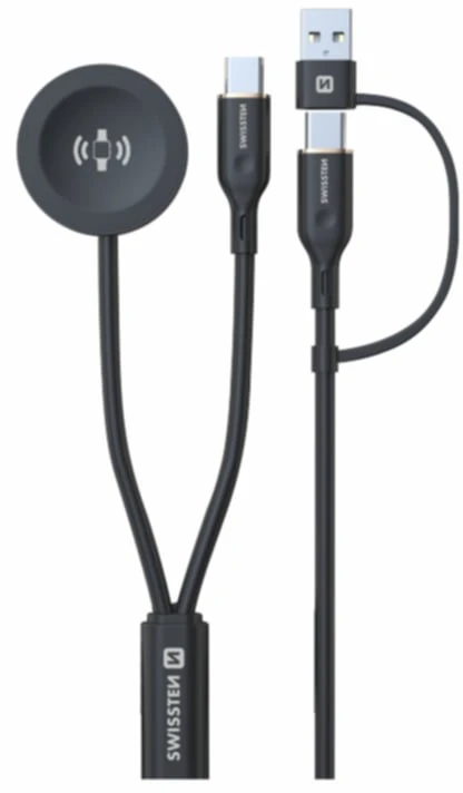 „Swissten“ belaidis 2in1 įkrovimo laidas, skirtas „Samsung Galaxy Watch“ / 2x USB-C / USB 1.2m