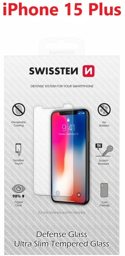 SWISSTEN Apsauginis grūdintas stiklas RE 2.5D, skirtas Apple iPhone 15 Plus