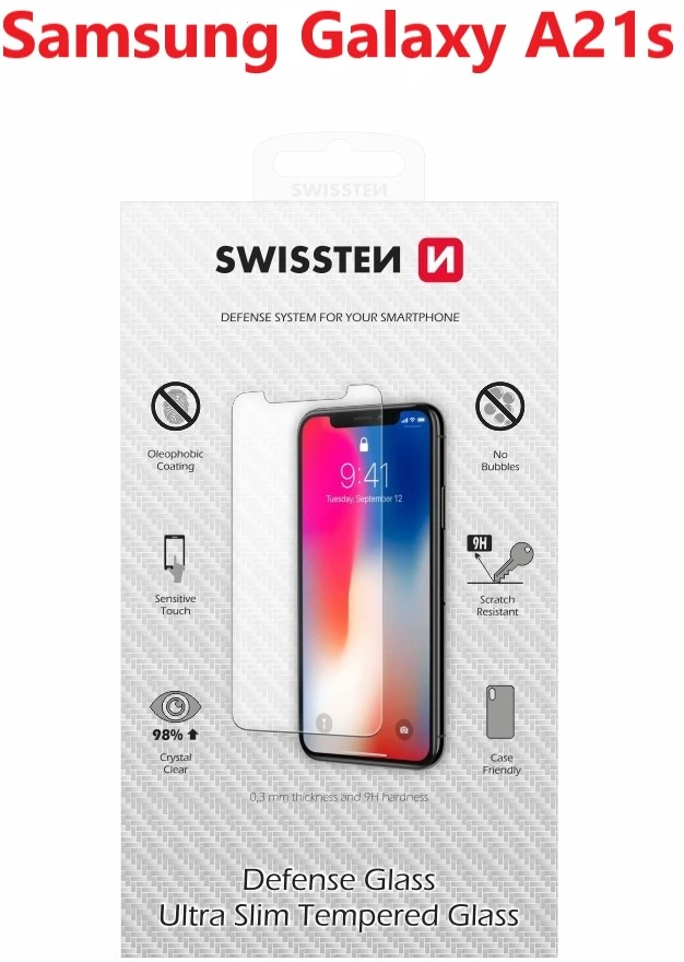 „Swissten“ itin plonas grūdinto stiklo „Premium 9H“ ekrano apsauginis stiklas „Samsung Galaxy A21s“