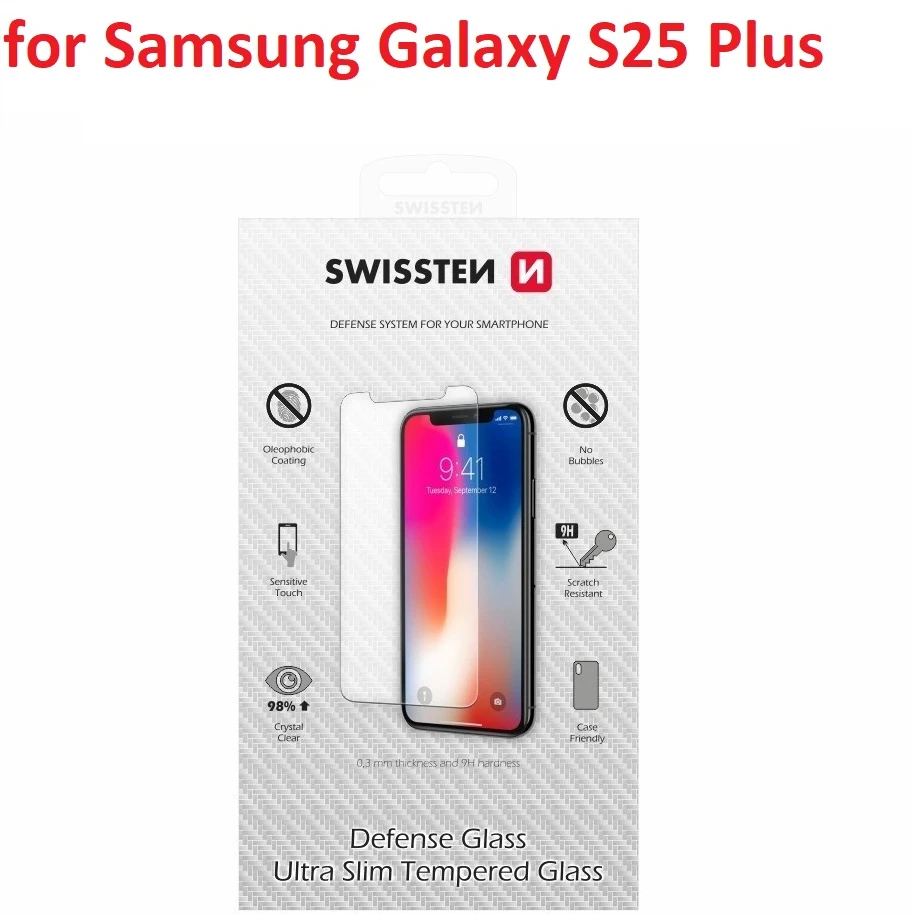 „Swissten“ itin plonas grūdintas stiklas, skirtas „Samsung Galaxy S25 Plus 5G“.