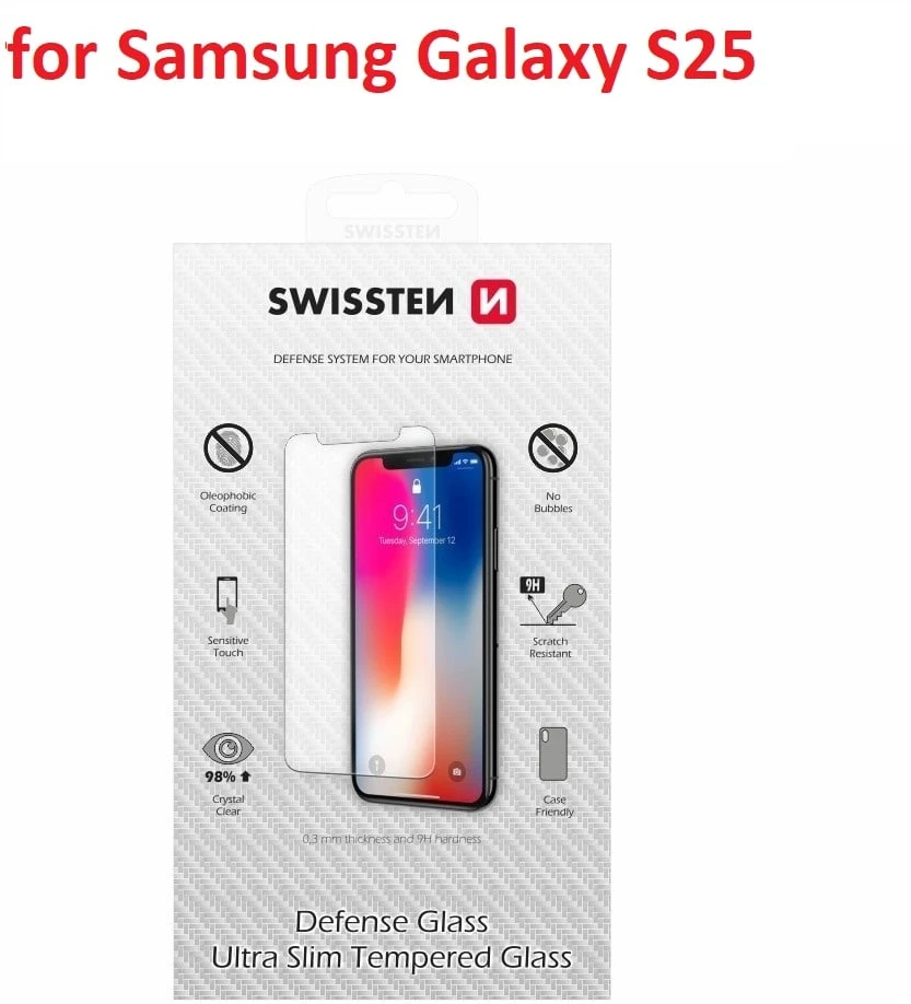 „Swissten“ itin plonas grūdintas stiklas, skirtas „Samsung Galaxy S25 5G“.