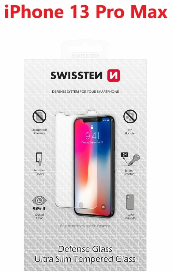 Swissten Ultra Slim Tempered Glass Premium 9H ekrano apsauga Apple iPhone 13 Pro Max