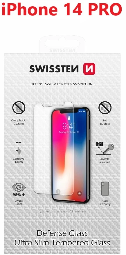 Swissten Ultra Slim Tempered Glass Premium 9H ekrano apsauga Apple iPhone 14 Pro