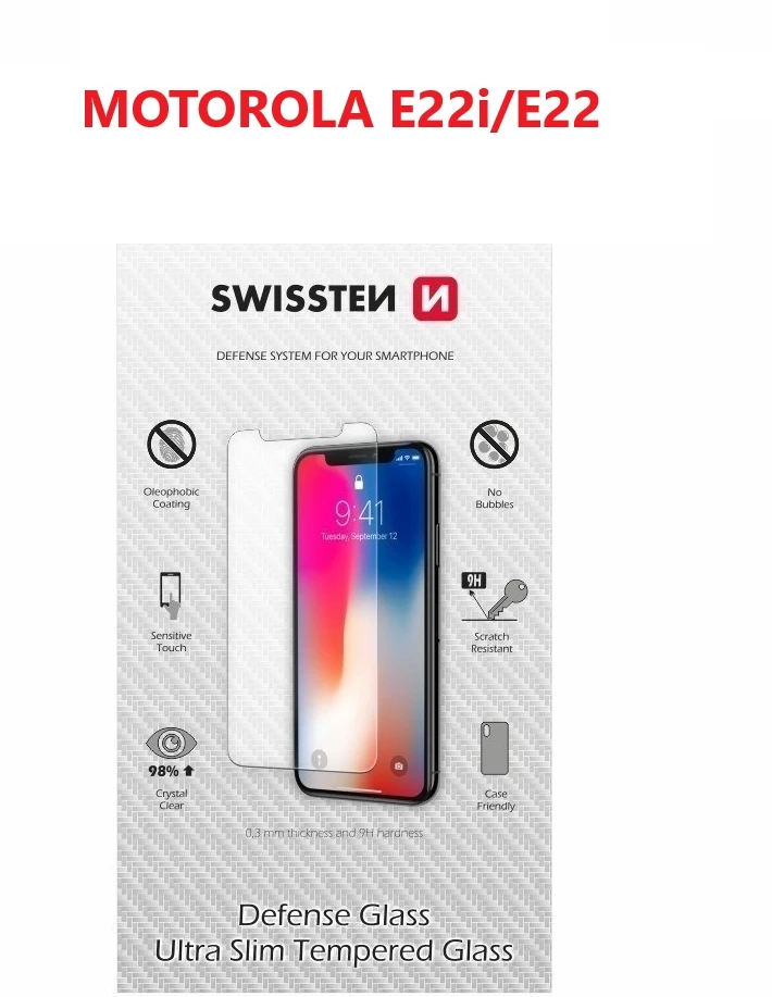 SWISSTEN 2.5D grūdinto stiklo ekrano apsauga, skirta MOTOROLA E22