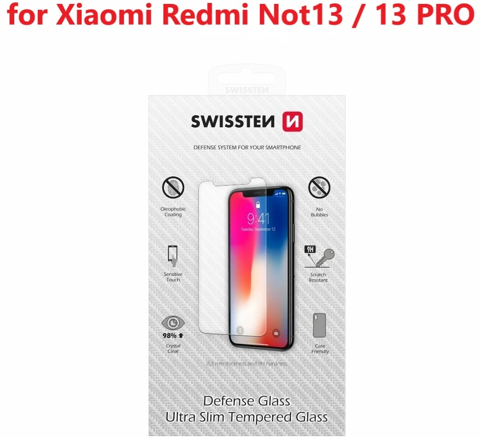 Swissten Ultra Slim grūdinto stiklo aukščiausios kokybės ekrano apsauga Xiaomi Redmi Note 13 4G / 5G