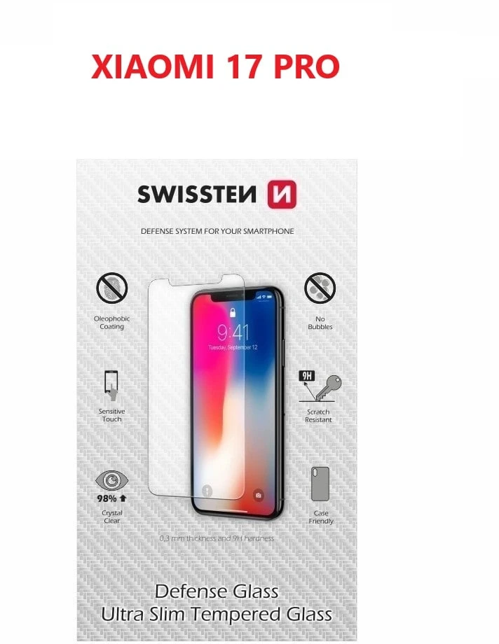 „Swissten“ itin plonas grūdintas stiklas, skirtas „Xiaomi 17 Pro“