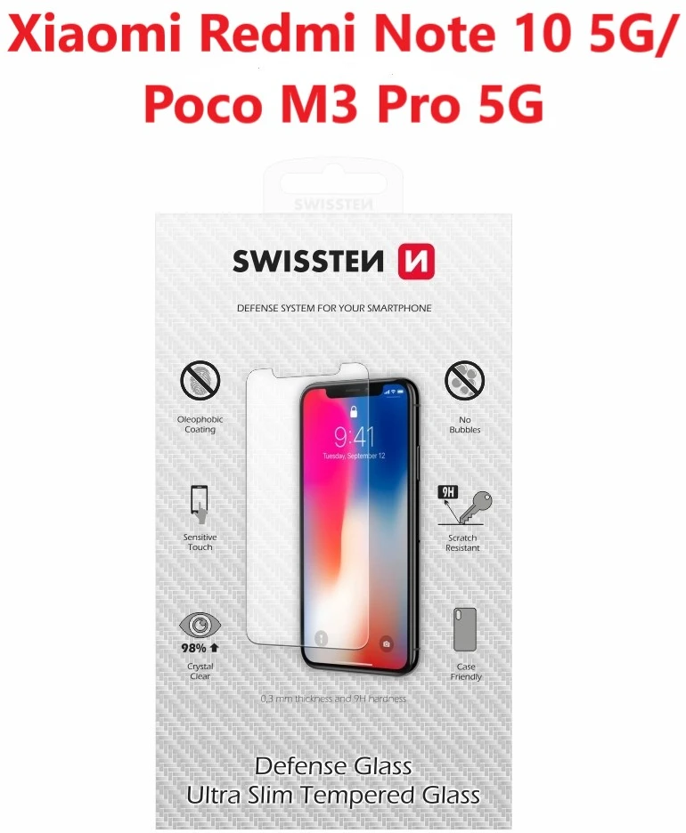 SWISSTEN apsauginis grūdintas stiklas 2.5D, skirtas XIAOMI REDMI NOTE 10 5G ir POCO M3 PRO 5G