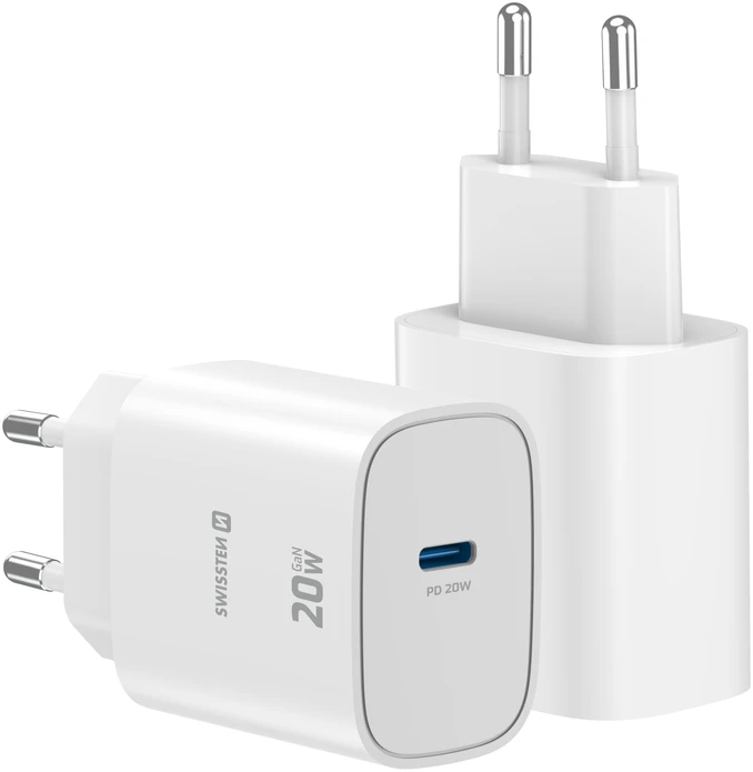 Įkroviklis Swissten SWISSTEN tinklo adapteris EDGE GaN 20W, 1 prievadas, 1x USB-C