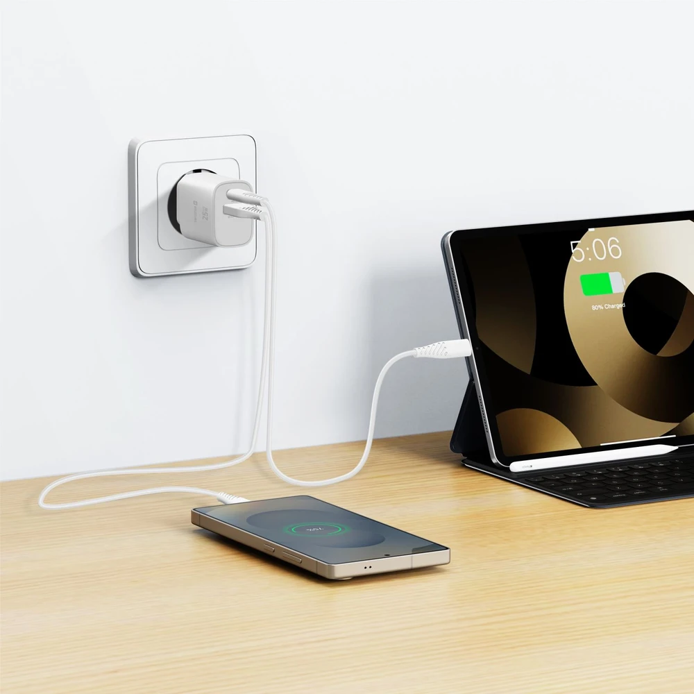 Įkroviklis Swissten SWISSTEN tinklo adapteris EDGE GaN 25W, 2 prievadų, 1x USB-C PD 25W + 1x USB-A 18W QC