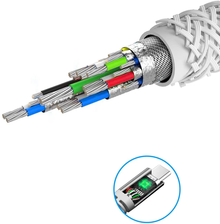 SWISSTEN ARAMID REINFORCED duomenų kabelis USB-C - USB-C 1,5 m, baltas