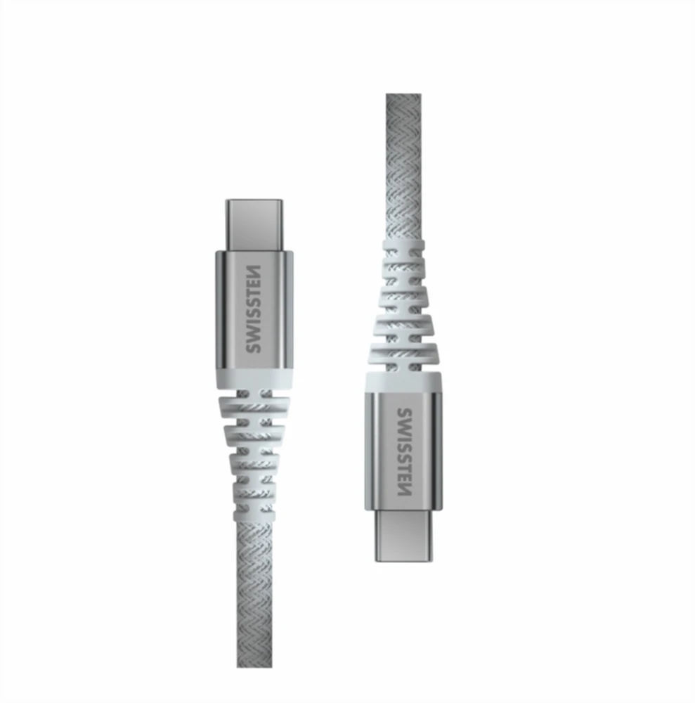 SWISSTEN ARAMID REINFORCED duomenų kabelis USB-C - USB-C 1,5 m, baltas