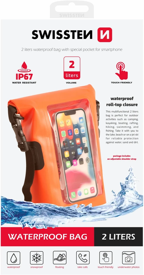 Dėklas Swissten Atsparus vandeniui Universal Phone Case 2L