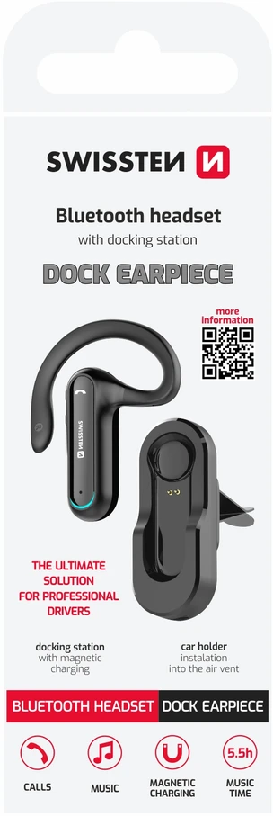 Ausinės Swissten Dock Earpiece Juodas (51204000)