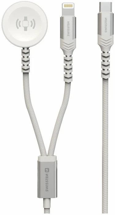 Swissten belaidis įkroviklis 2in1 Apple Watch ir Lightning USB-C 1,2m