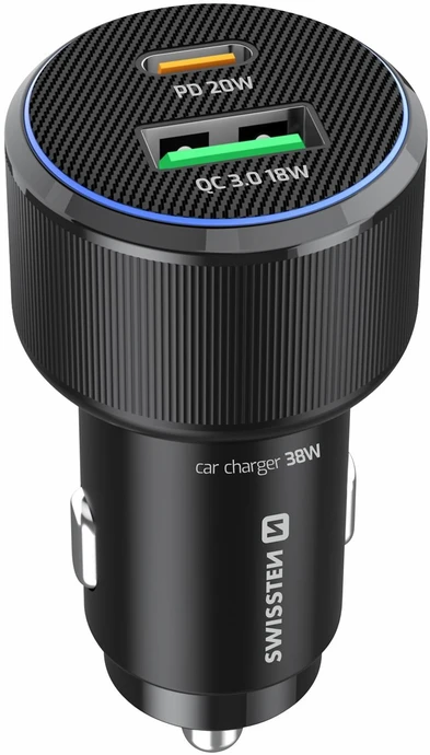 Įkroviklis Swissten Swissten Car Charger USB-C PD / USB 38W
