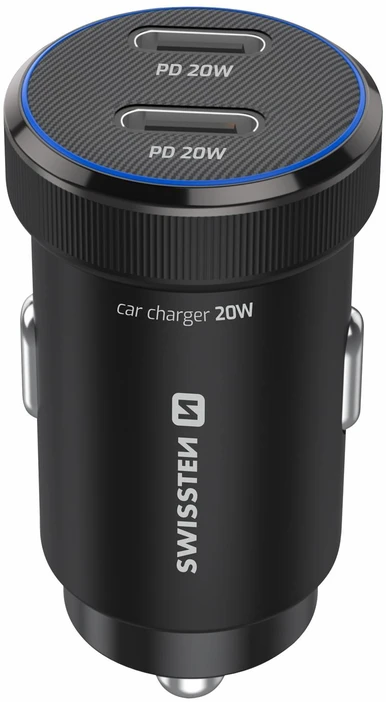 Swissten PD Mini 2x USB-C Car Charger 20W