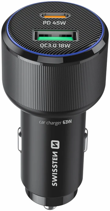 Įkroviklis Swissten Swissten Car Charger USB-C PD / USB 63W