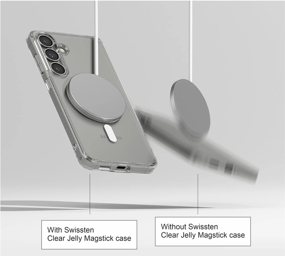 Swissten Clear Jelly MagStick nugaros dėklas, skirtas Samsung Galaxy S24 FE 5G
