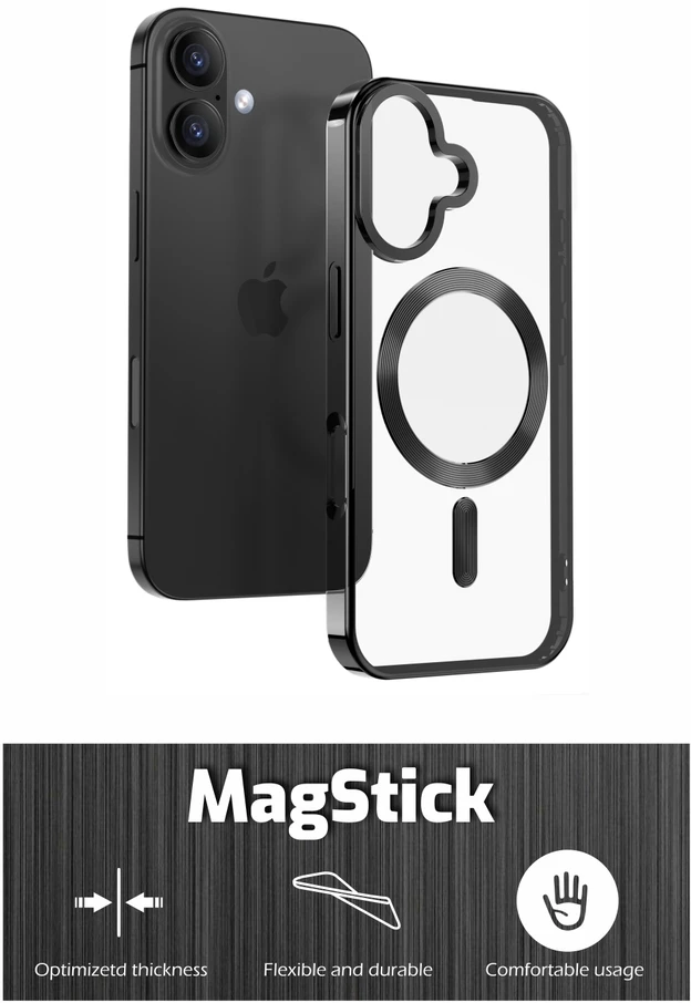 „Swissten Clear Jelly MagStick“ metalinis dėklas, skirtas „Apple iPhone Air“.