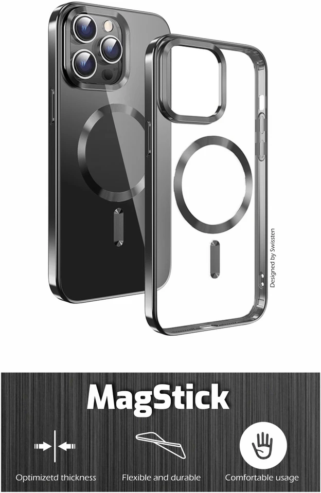 Swissten Clear Jelly Magstick metalinis dėklas, skirtas Apple iPhone 15 Pro