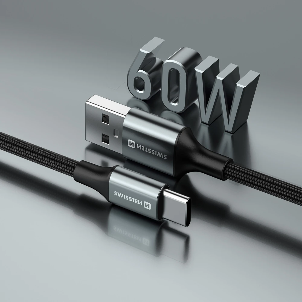 „Swissten Textile II USB - USB-C“ duomenų ir įkrovimo kabelis, 1,5 m