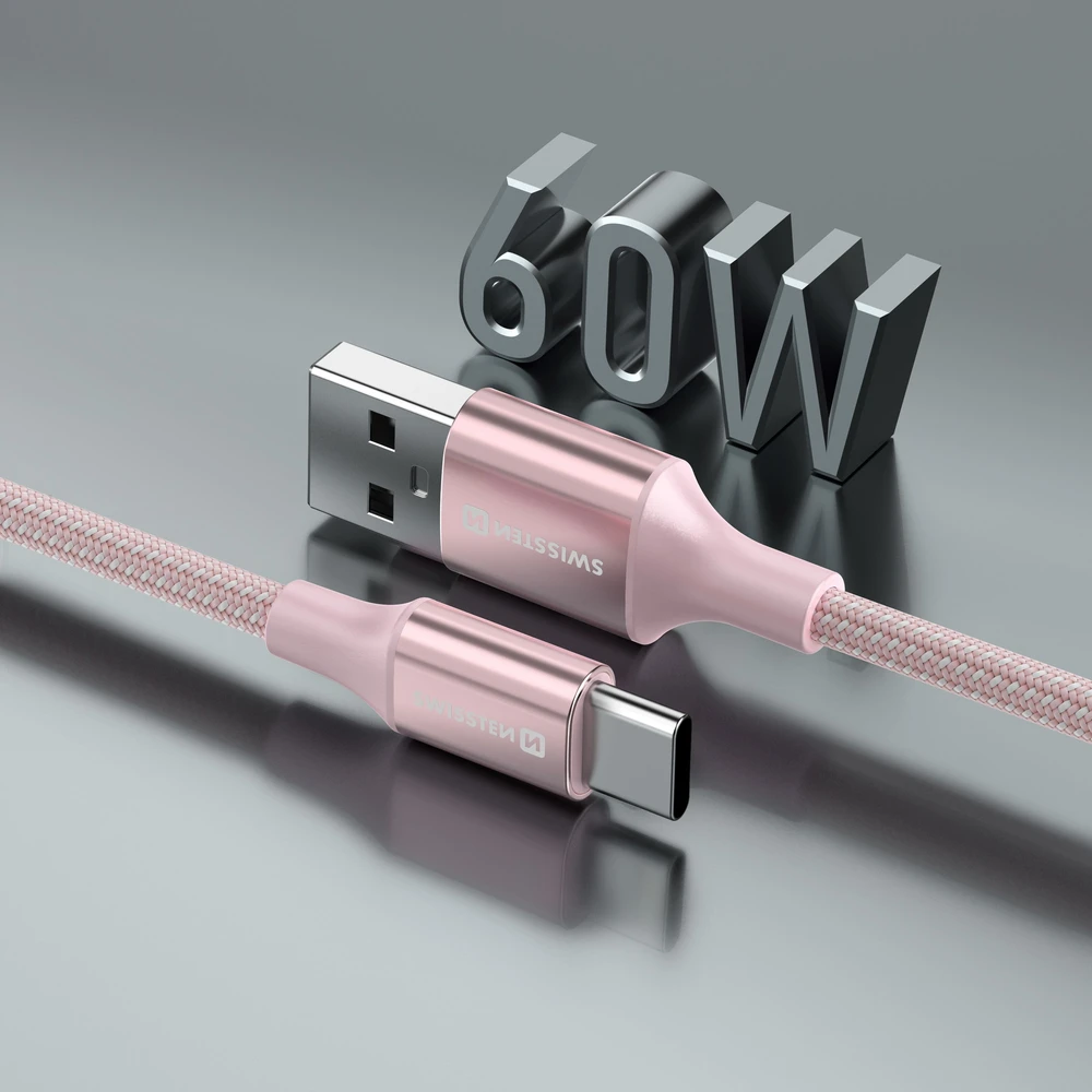 „Swissten Textile II USB - USB-C“ duomenų ir įkrovimo kabelis, 1,5 m