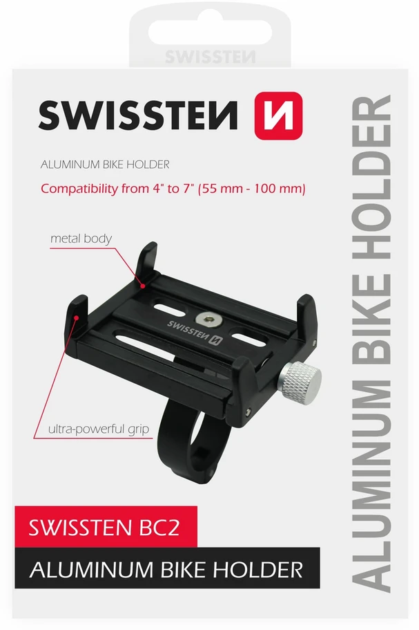 Swissten BC2 dviračio laikiklis, skirtas mobiliesiems 4-7"