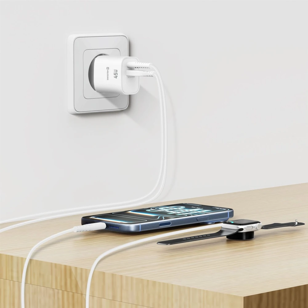 „Swissten Edge GaN“ kelioninis įkroviklis GaN USB-C PD 45W + USB-A 18W QC