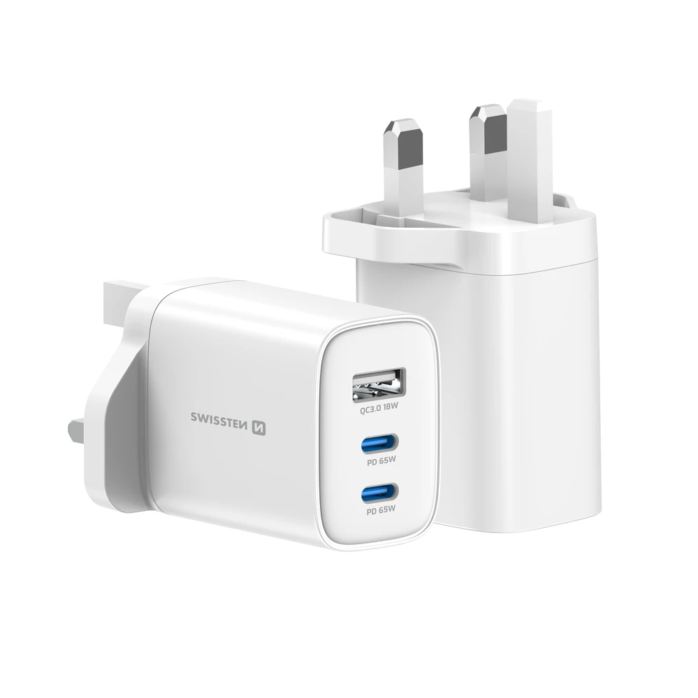 Swissten Edge GaN Power Adapteris 65 W, Baltas (UK)