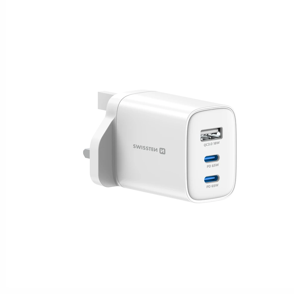 Swissten Edge GaN Power Adapteris 65 W, Baltas (UK)