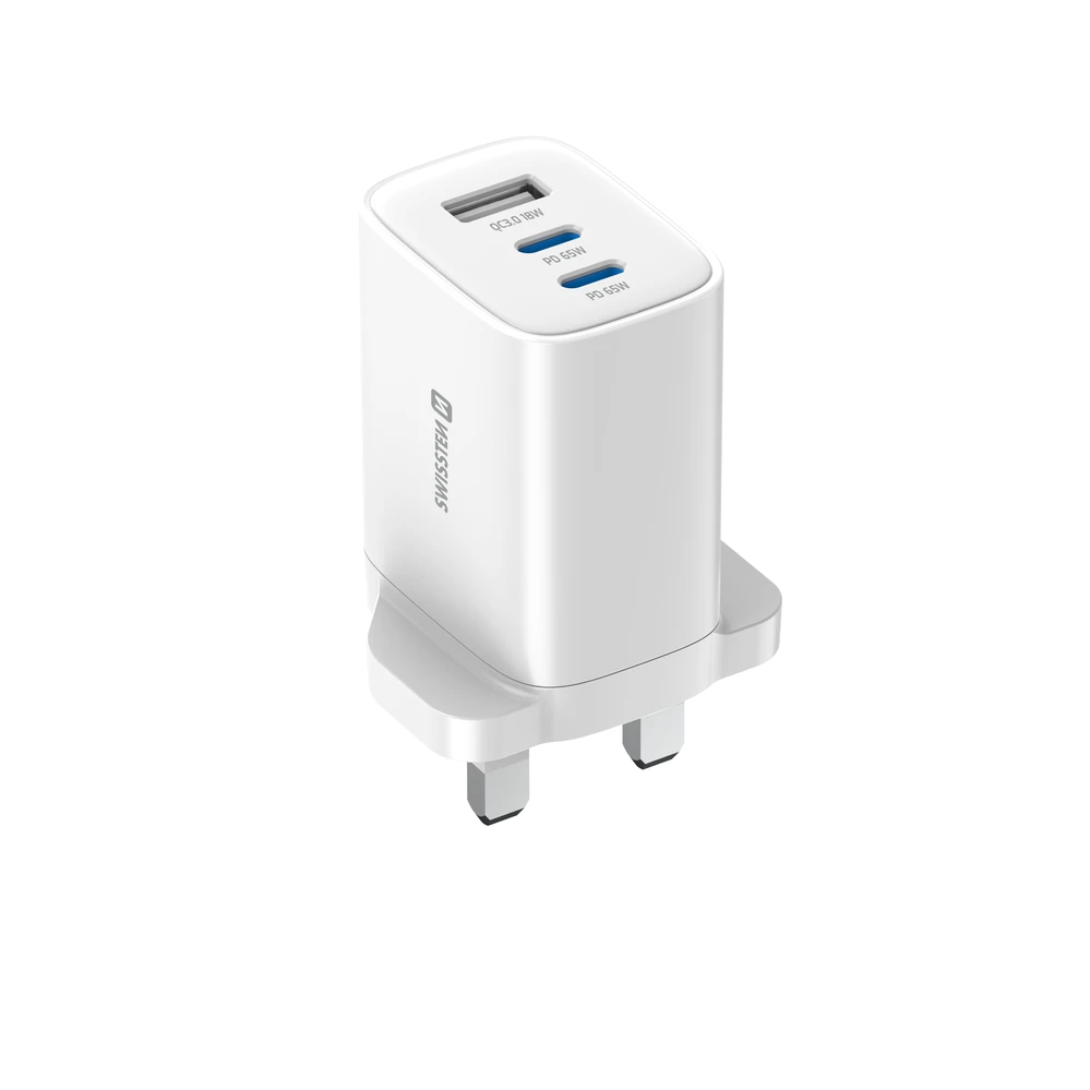 Swissten Edge GaN Power Adapteris 65 W, Baltas (UK)