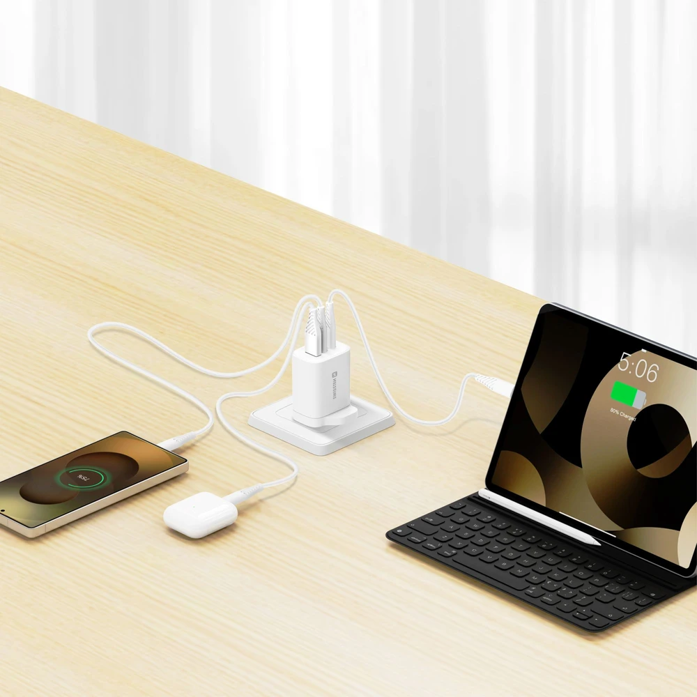 Swissten Edge GaN Power Adapteris 65 W, Baltas (UK)