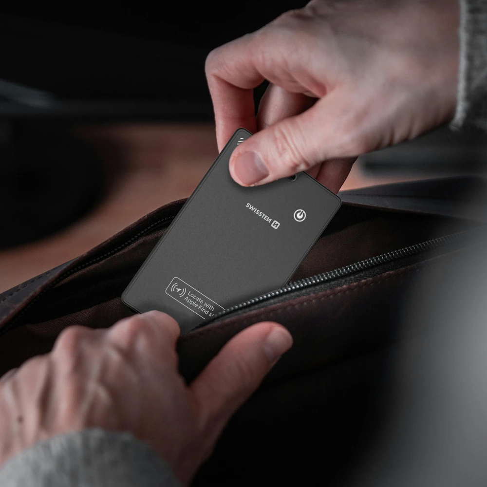 SWISSTEN FindCard išmanusis ieškiklis su Apple Find My funkcija, juodas