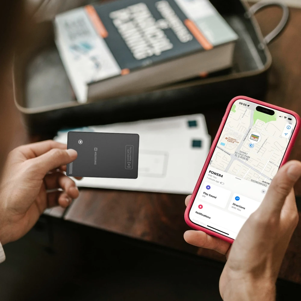SWISSTEN FindCard išmanusis ieškiklis su Apple Find My funkcija, juodas