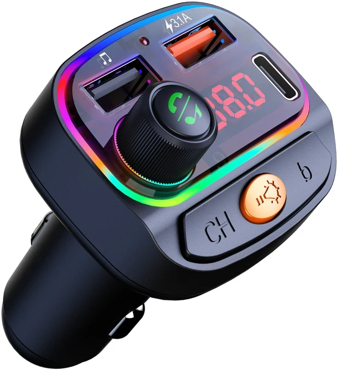 FM siųstuvas „Swissten RGB Bluetooth FM“ siųstuvas, 2x USB / USB-C