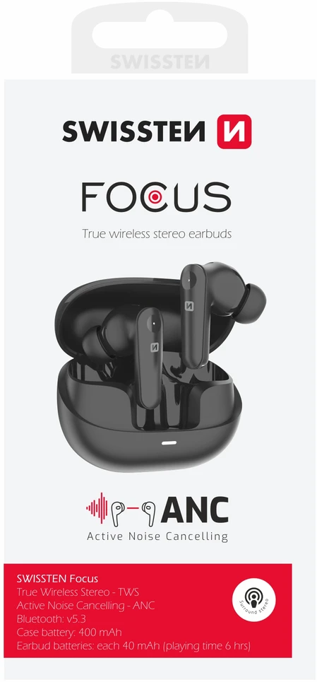 „Swissten FOCUS ANC“ „Bluetooth“ ausinės