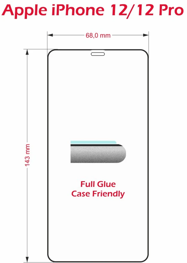 „Swissten“ grūdinto stiklo ekrano apsauga, skirta „Apple iPhone 12/12 PRO“, juoda, tinkanti dėklams ir spalvotam rėmeliui.