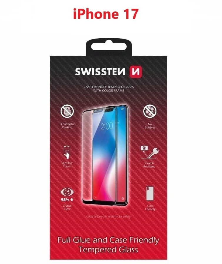 Swissten Pilno veido spalvotas rėmelis grūdintas stiklas Apple iPhone 17