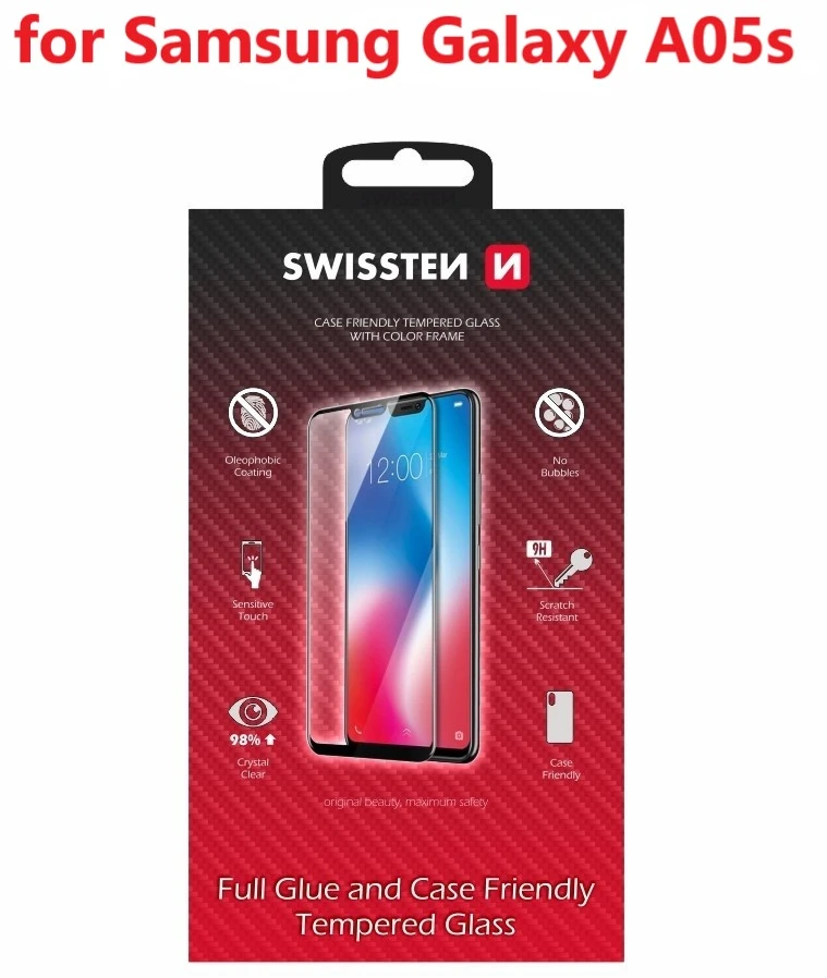 SWISSTEN FULL GLUE COLOR FRAME CASE FRIENDLY sklo pro SAMSUNG GALAXY A05s juoda