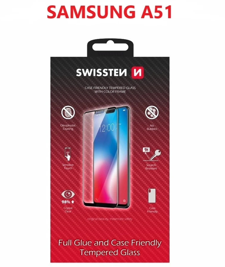Swissten Swissten Full Face 5D Tempered Glass Samsung A515F Galaxy A51 Juodas
