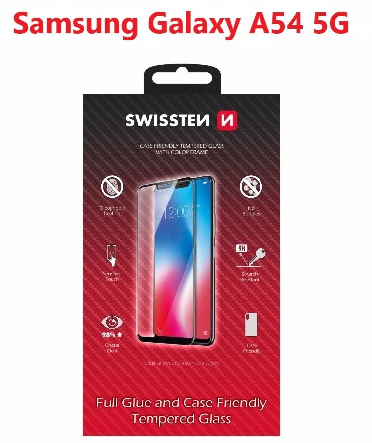 Swissten Full Face grūdintas stiklas Samsung Galaxy A54 5G Juodas