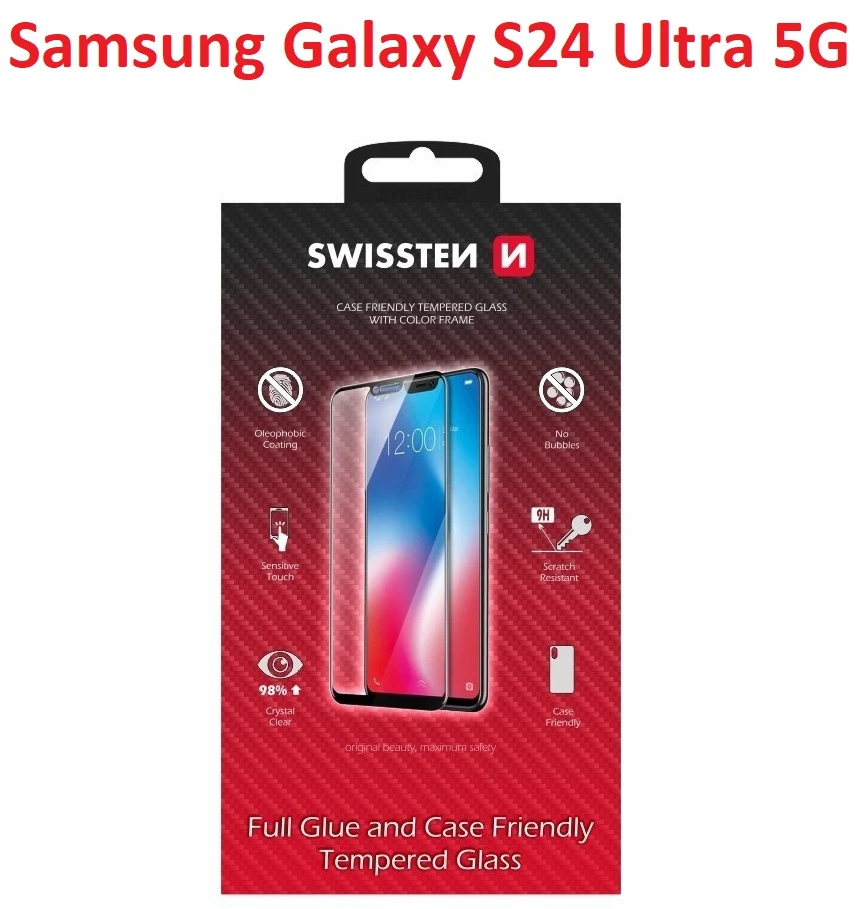 SWISSTEN FULL GLUE COLOR FRAME CASE FRIENDLY sklo pro SAMSUNG S918 GALAXY S24 ULTRA 5G juoda