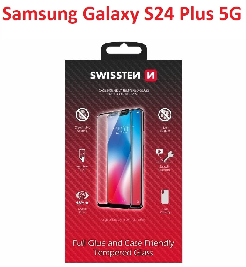 SWISSTEN FULL GLUE COLOR FRAME CASE FRIENDLY sklo pro SAMSUNG S916 GALAXY S24 PLUS 5G juoda