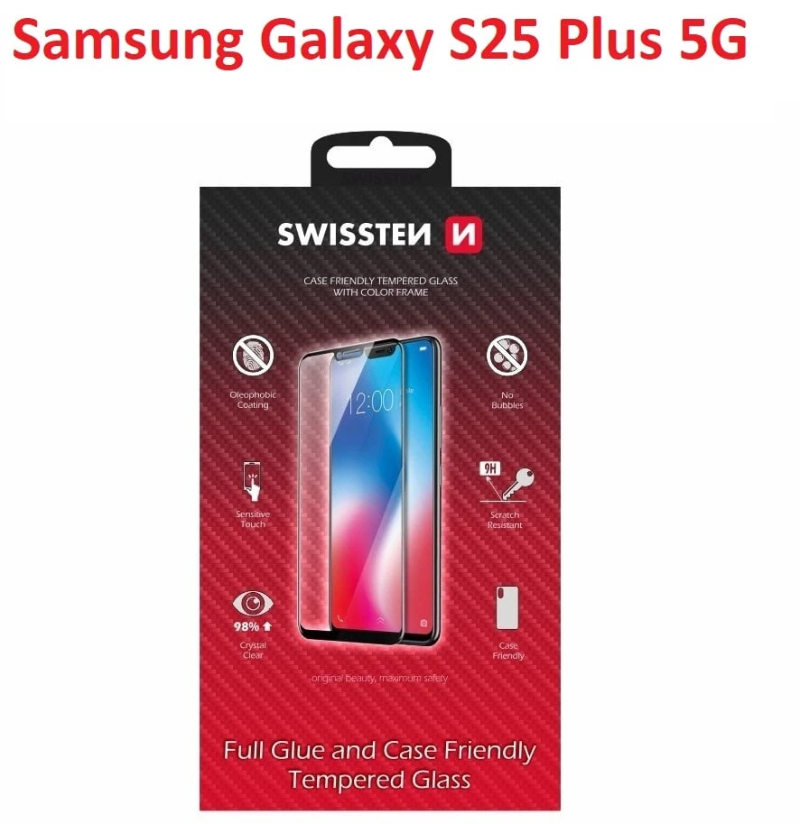 „Swissten“ grūdintas viso veido stiklas, skirtas „Samsung Galaxy S25 Plus“
