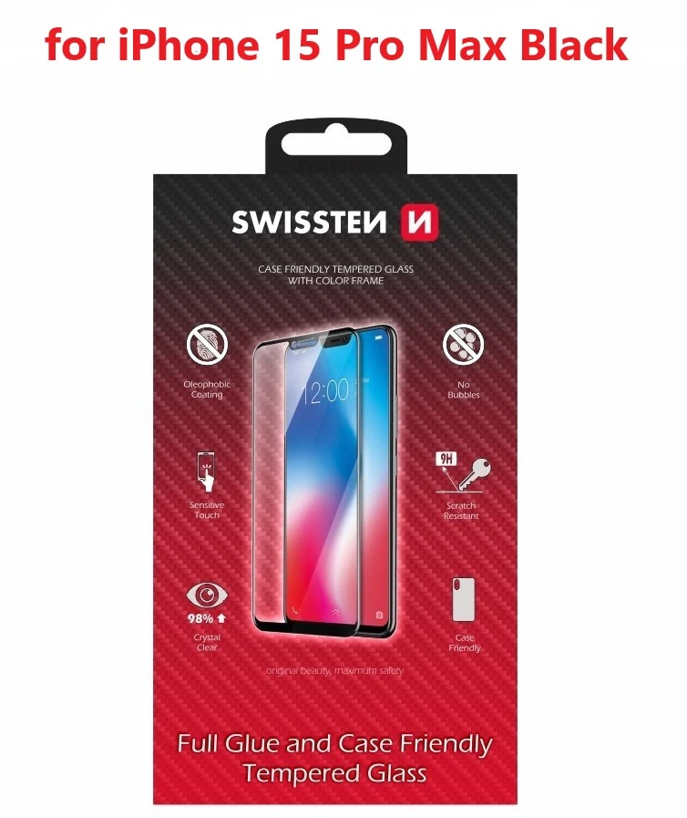 Swissten viso veido grūdintas stiklas, skirtas Apple iPhone 15 Pro Max