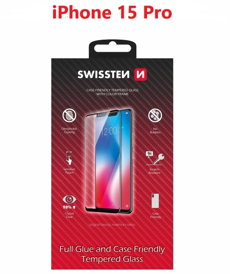 Swissten viso veido grūdintas stiklas, skirtas Apple iPhone 15 Pro