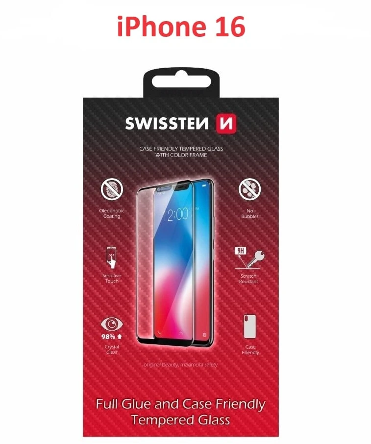 Swissten viso veido grūdintas stiklas, skirtas Apple iPhone 16